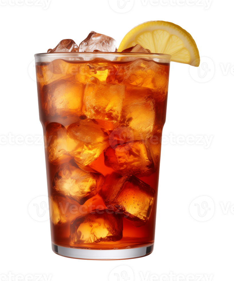 AI generated a glass of iced tea isolated on a transparent background, cut out, PNG