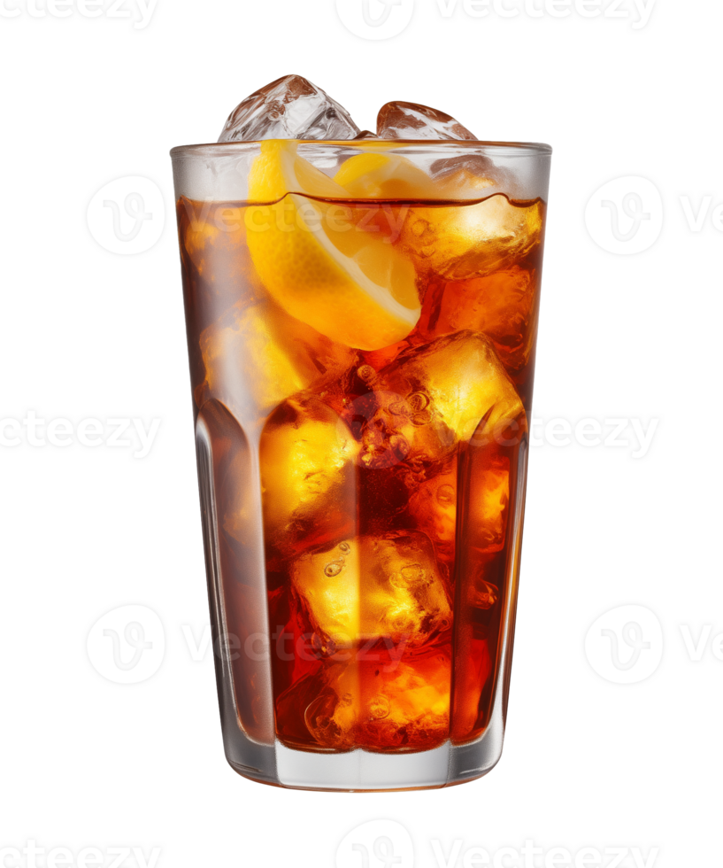 AI generated a glass of iced tea isolated on a transparent background, cut out, PNG