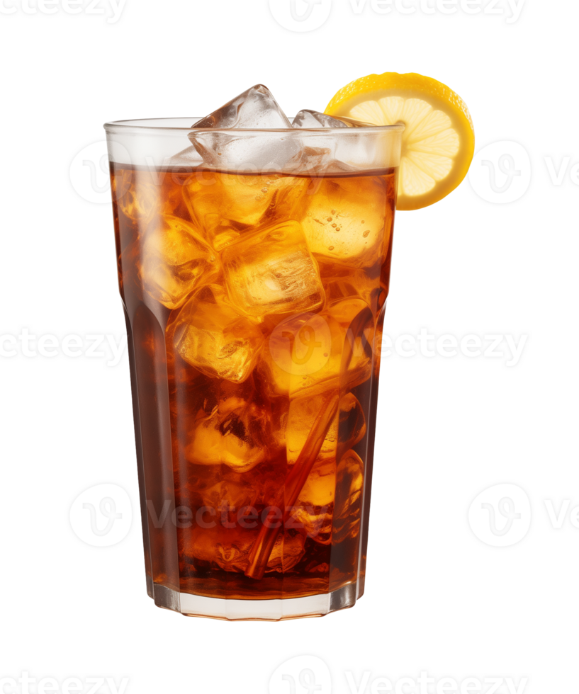 AI generated a glass of iced tea isolated on a transparent background, cut out, PNG