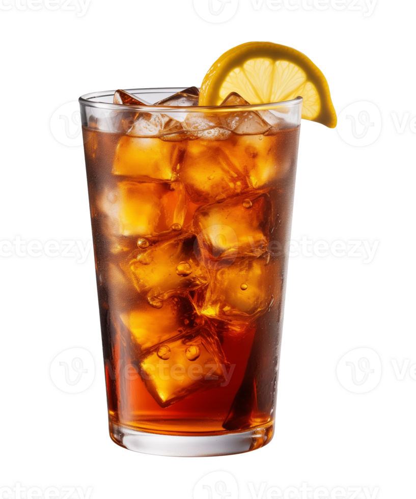AI generated a glass of iced tea isolated on a transparent background, cut out, PNG