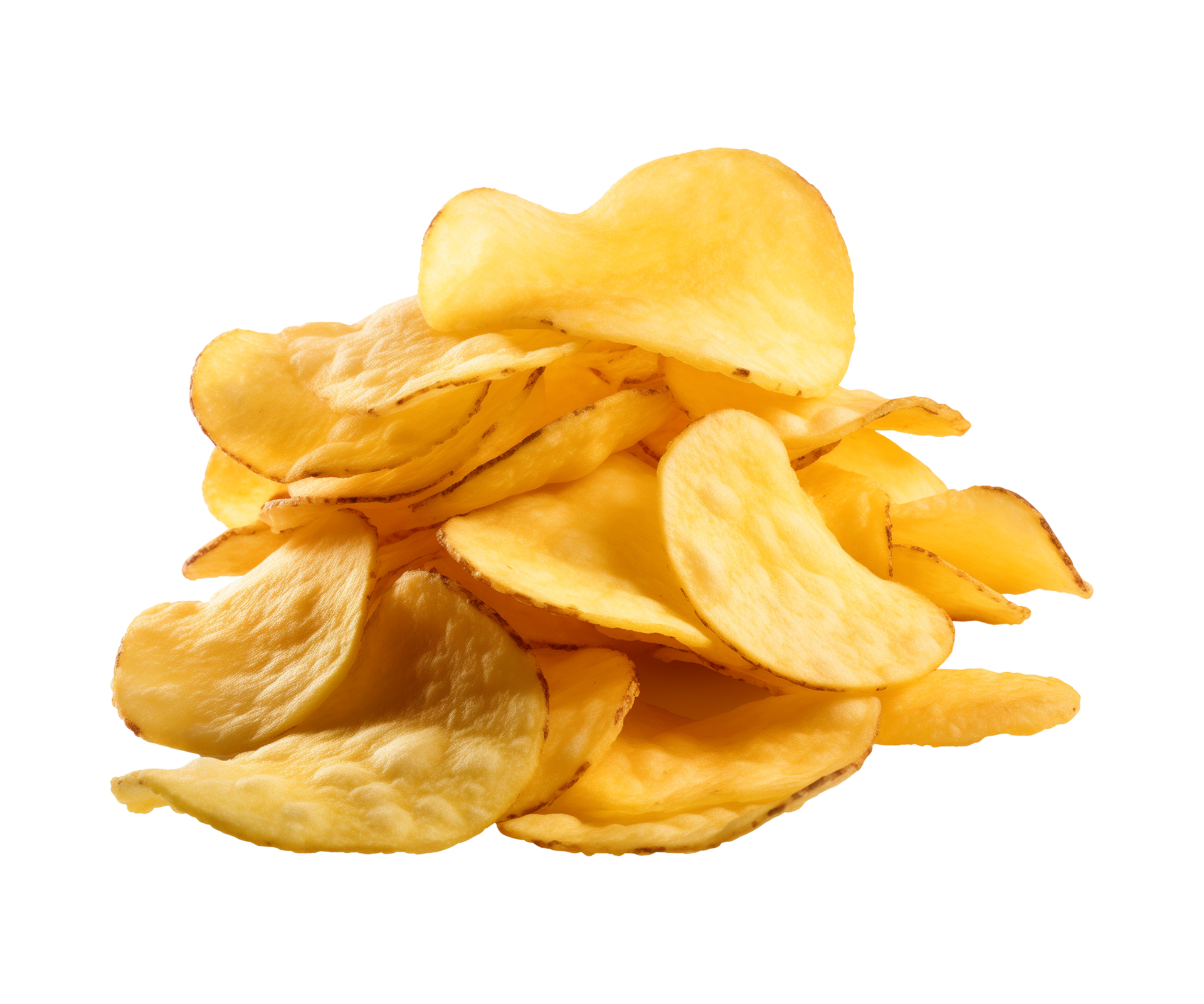 AI generated crispy potato chips isolated on a transparent background ...