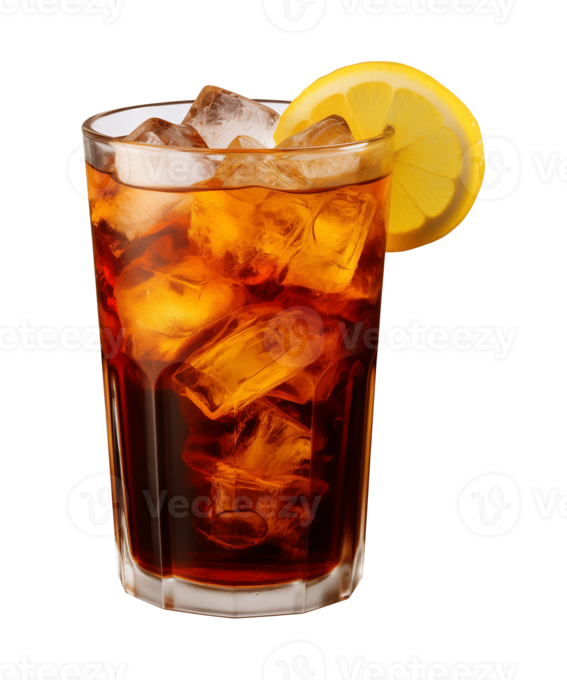 AI generated a glass of iced tea isolated on a transparent background, cut out, PNG