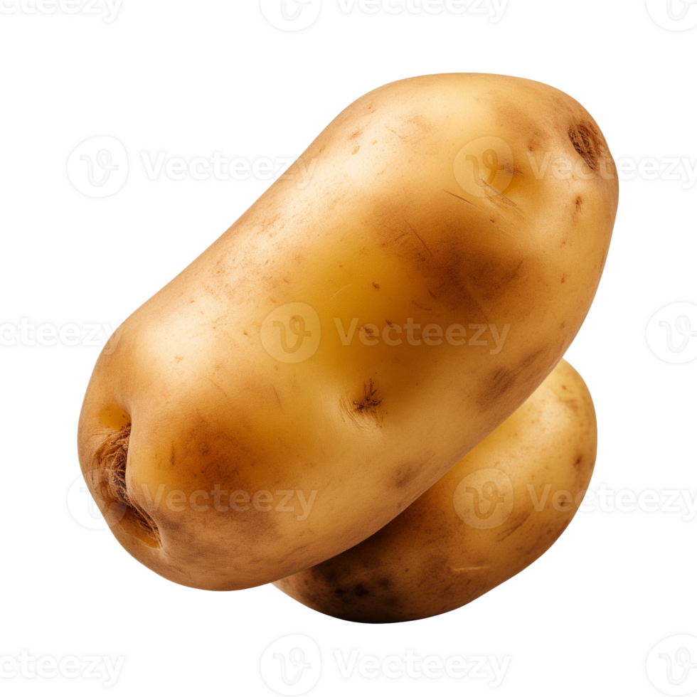 AI generated fresh raw potato vegetable isolated on a transparent background, PNG