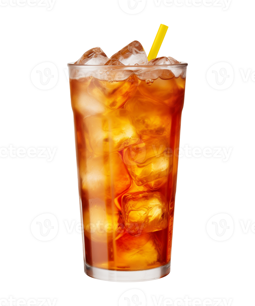 AI generated a glass of iced tea isolated on a transparent background, cut out, PNG