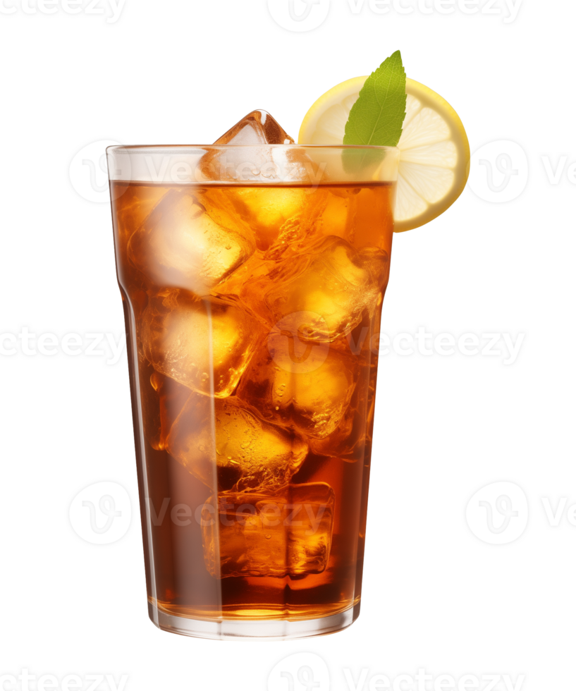 AI generated a glass of iced tea isolated on a transparent background, cut out, PNG