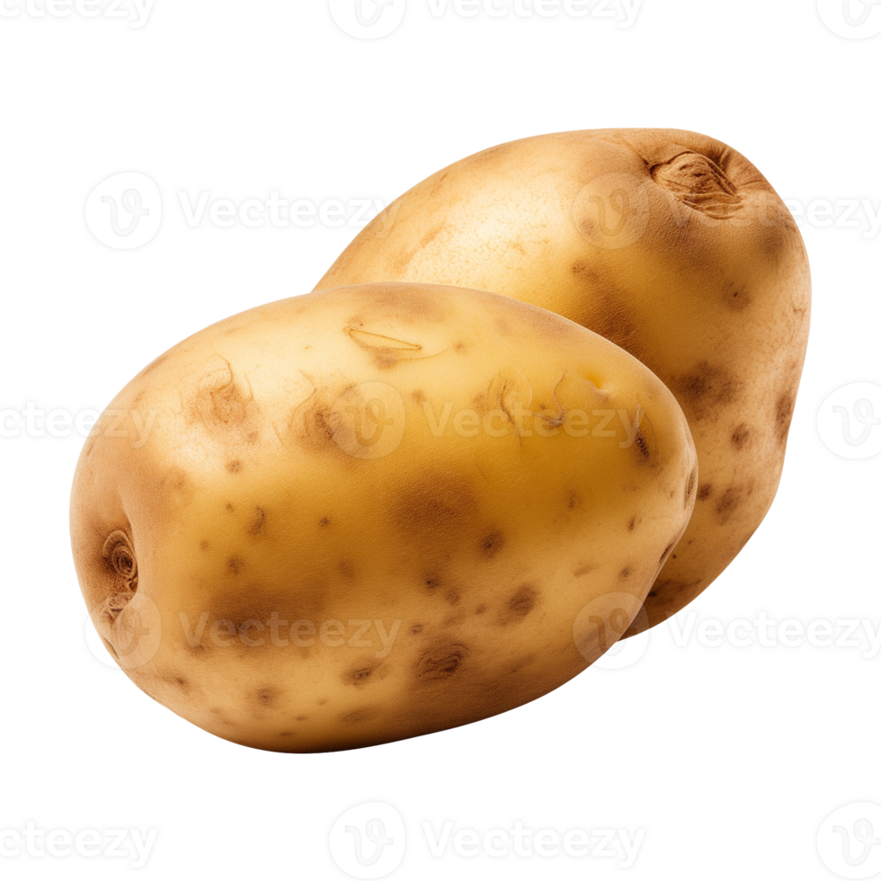 AI generated fresh raw potato vegetable isolated on a transparent background, PNG