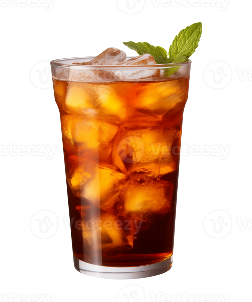 AI generated a glass of iced tea isolated on a transparent background, cut out, PNG