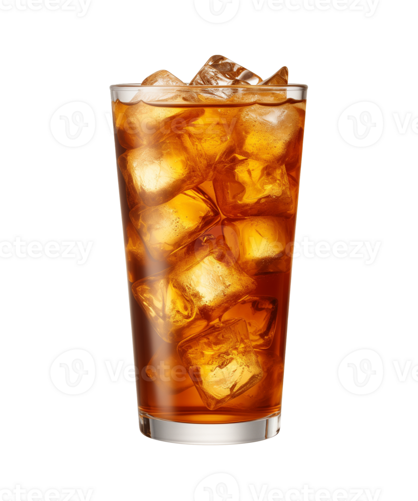 AI generated a glass of iced tea isolated on a transparent background, cut out, PNG