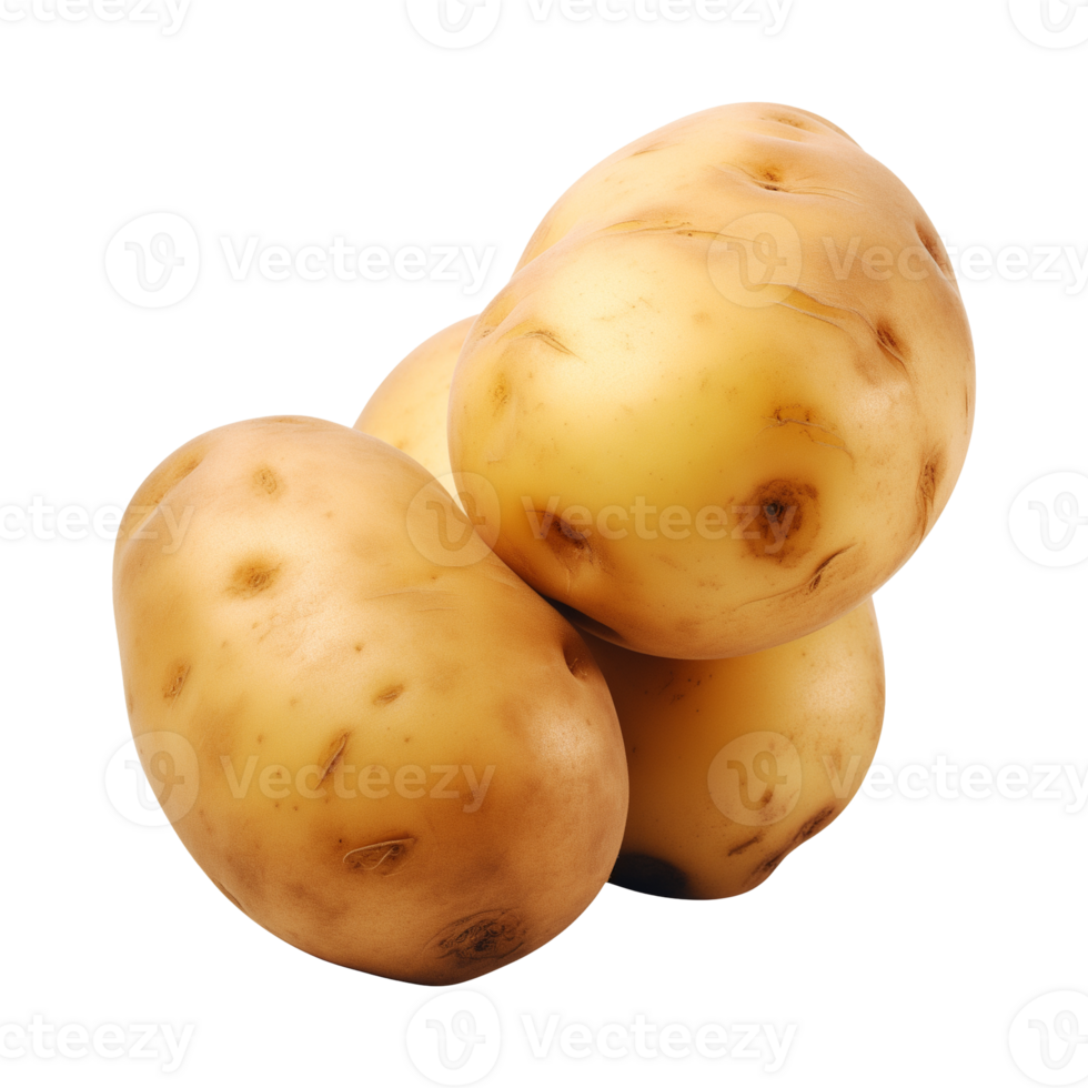 AI generated fresh raw potato vegetable isolated on a transparent background, PNG