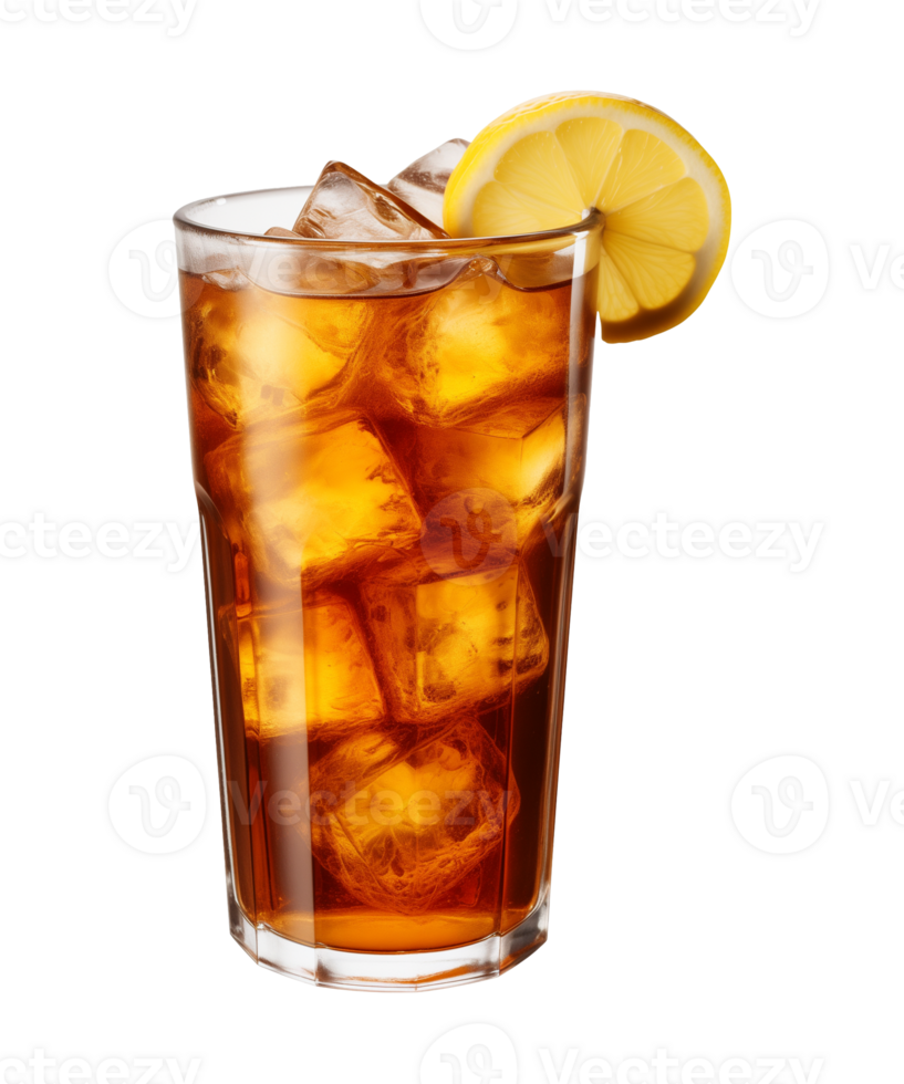 AI generated a glass of iced tea isolated on a transparent background, cut out, PNG