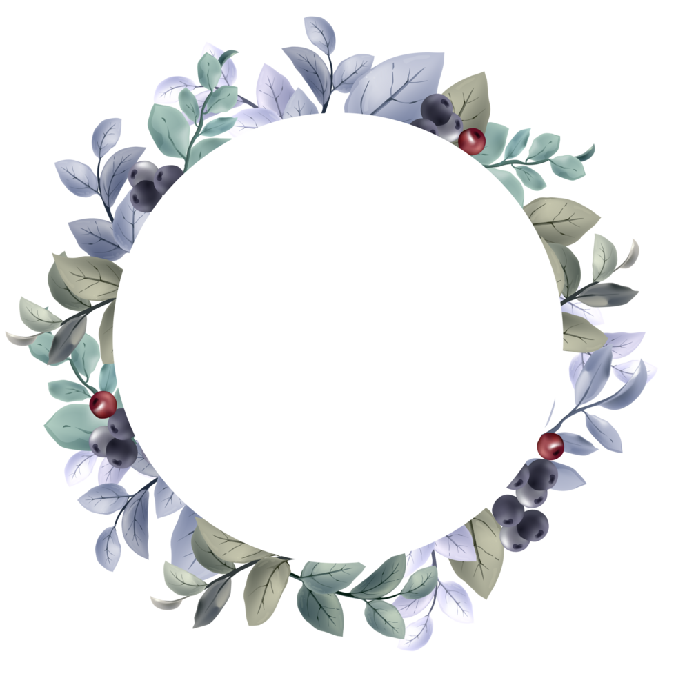 winter circle floral frame background png