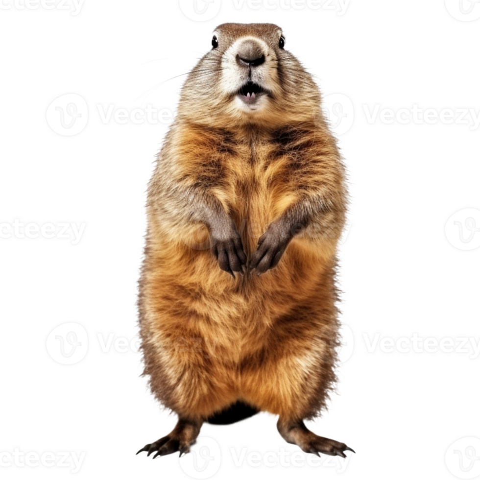 AI generated clipart Cute brown furred Groundhog is standing. png