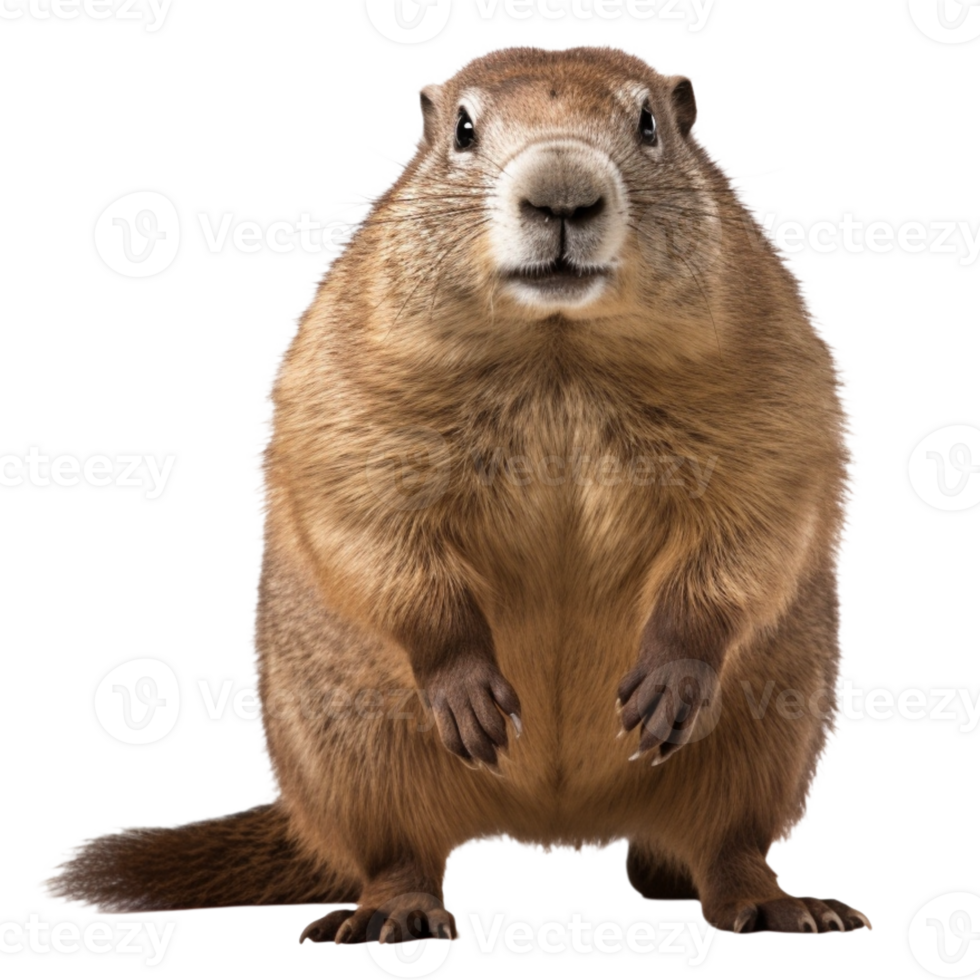 AI generated clipart Cute brown furred Groundhog is standing. png