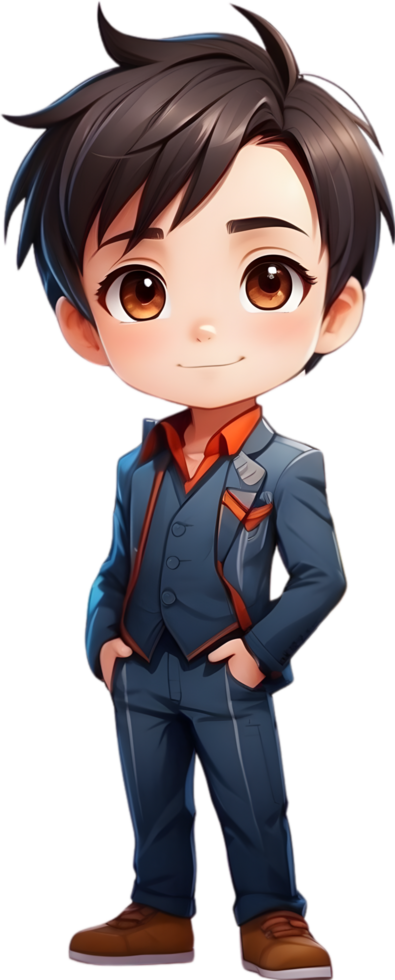 AI generated anime cute boy standing png