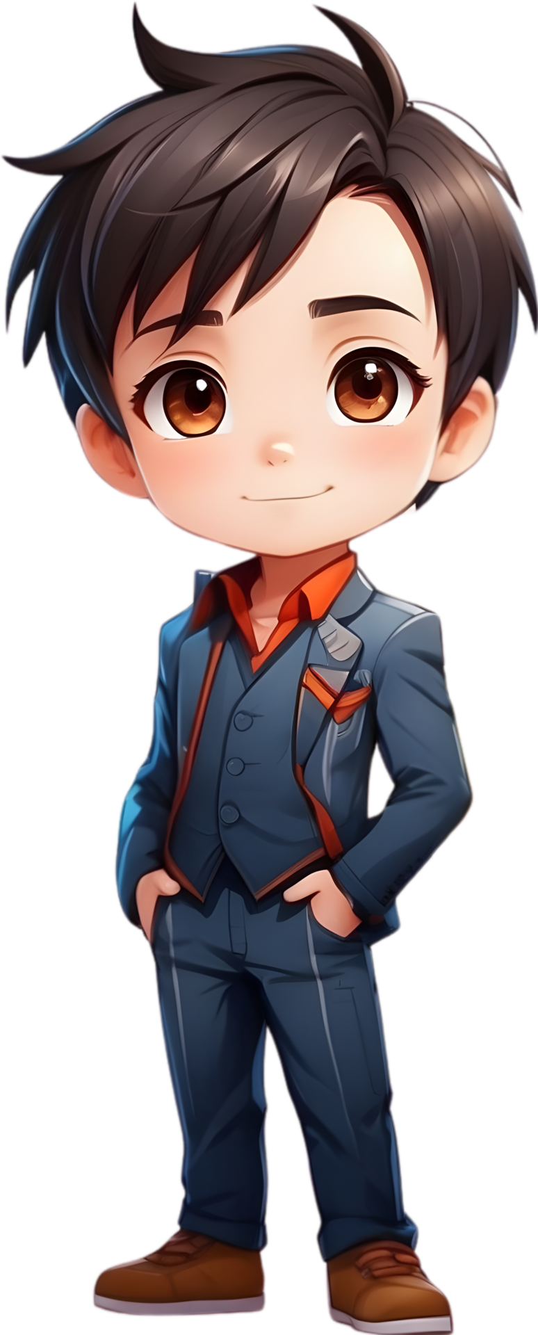 AI generated anime cute boy standing 35545982 PNG