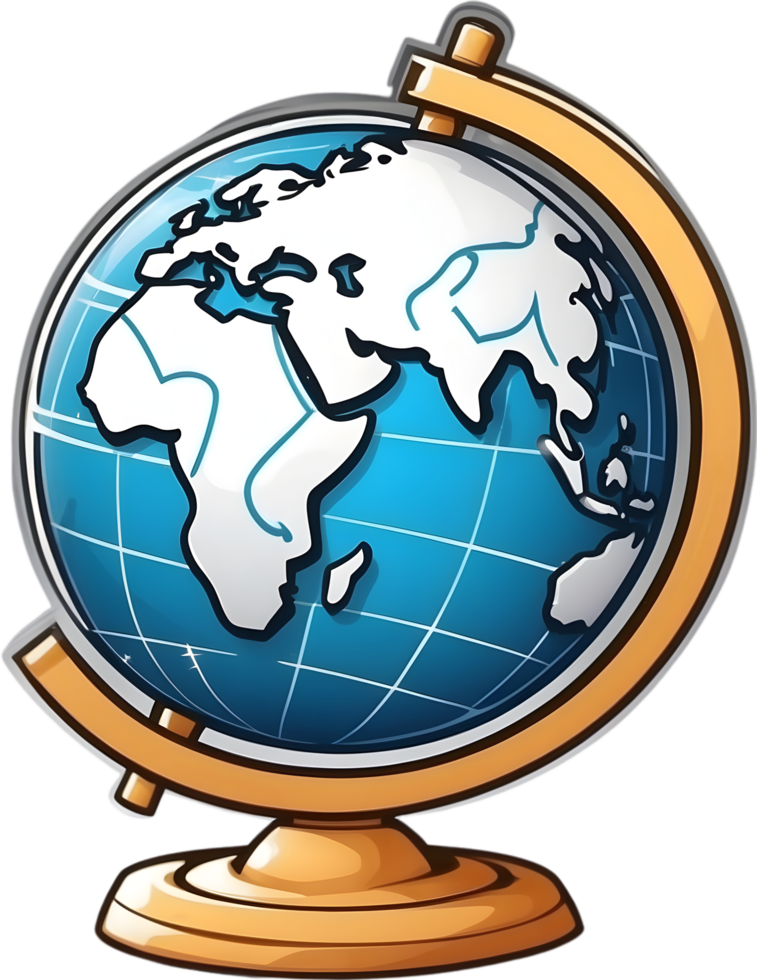 AI generated cartoon earth globe with ai generative png