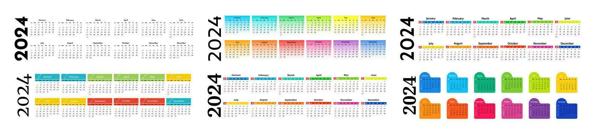 Calendar for 2024 isolated on a white background vector