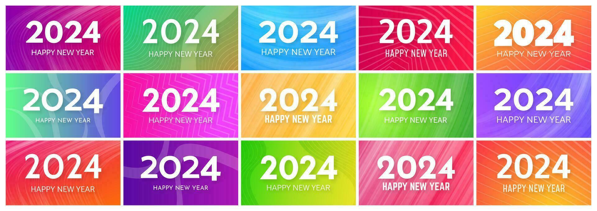 2024 Happy New Year on colorful backgrounds vector