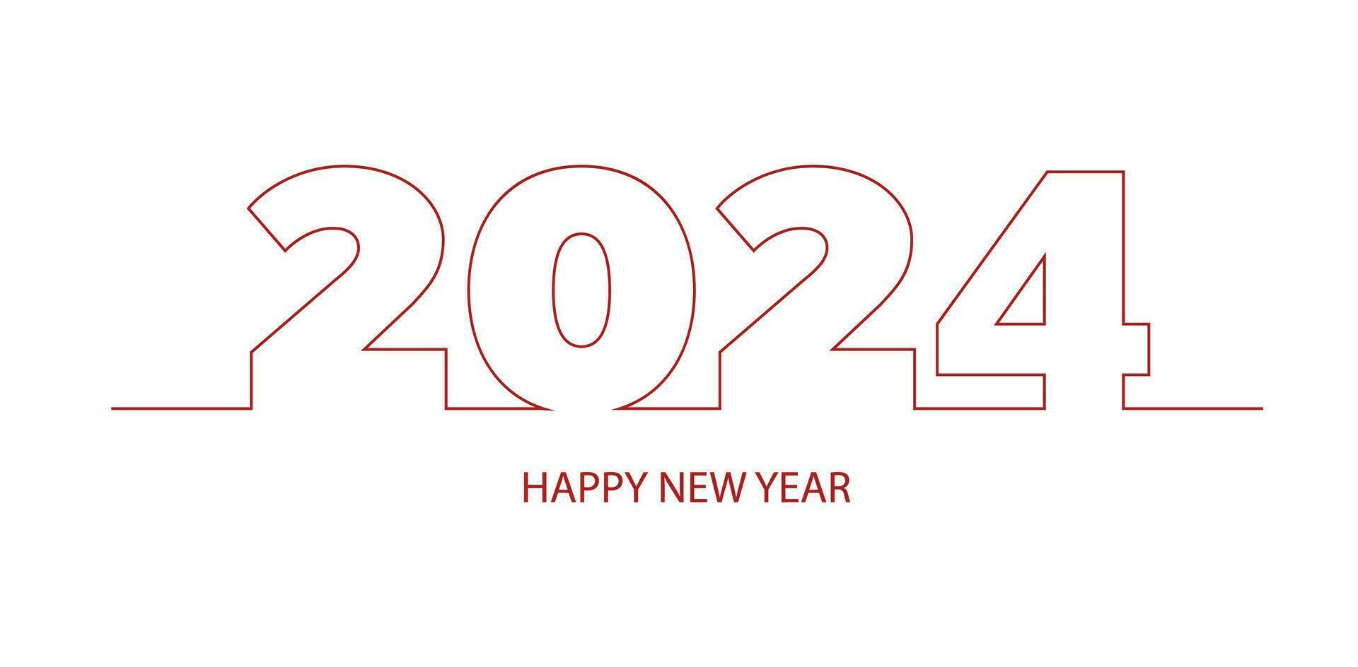 Happy new year 2024 with flat line design vector