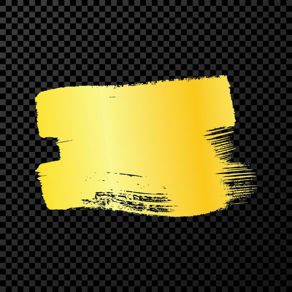 Gold grunge brush stroke. Painted ink smear. Ink spot isolated on background. Vector illustration