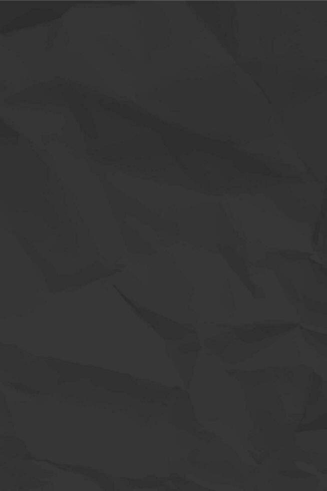 Black clean crumpled paper background. Vertical crumpled empty paper template for posters and banners. Vector illustration