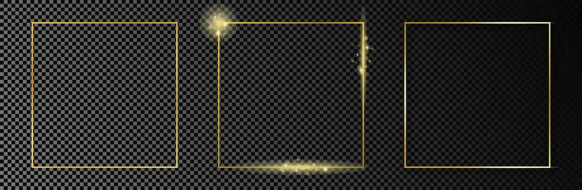 Gold glowing square frame vector