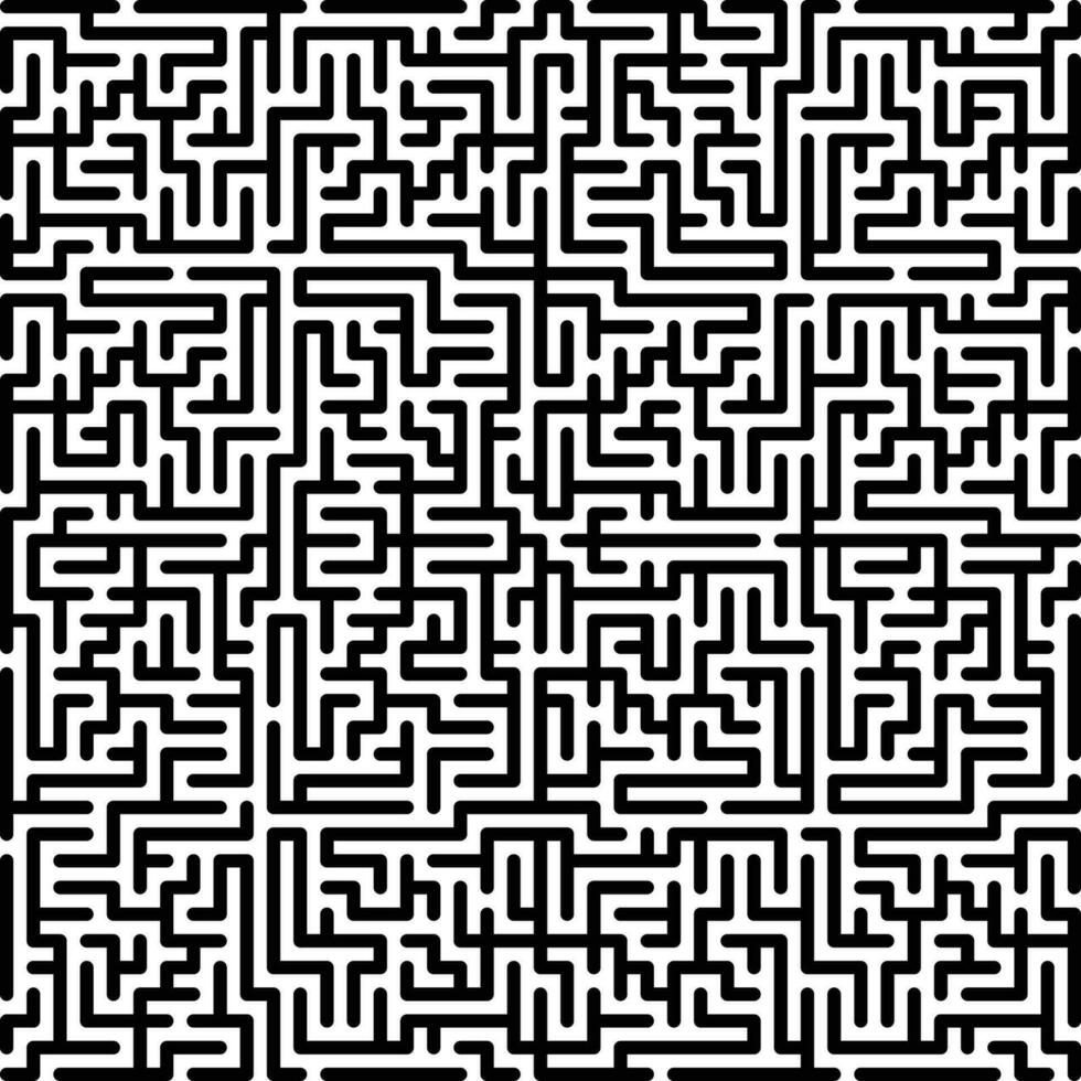 Black and white geometric rounded maze pattern vector