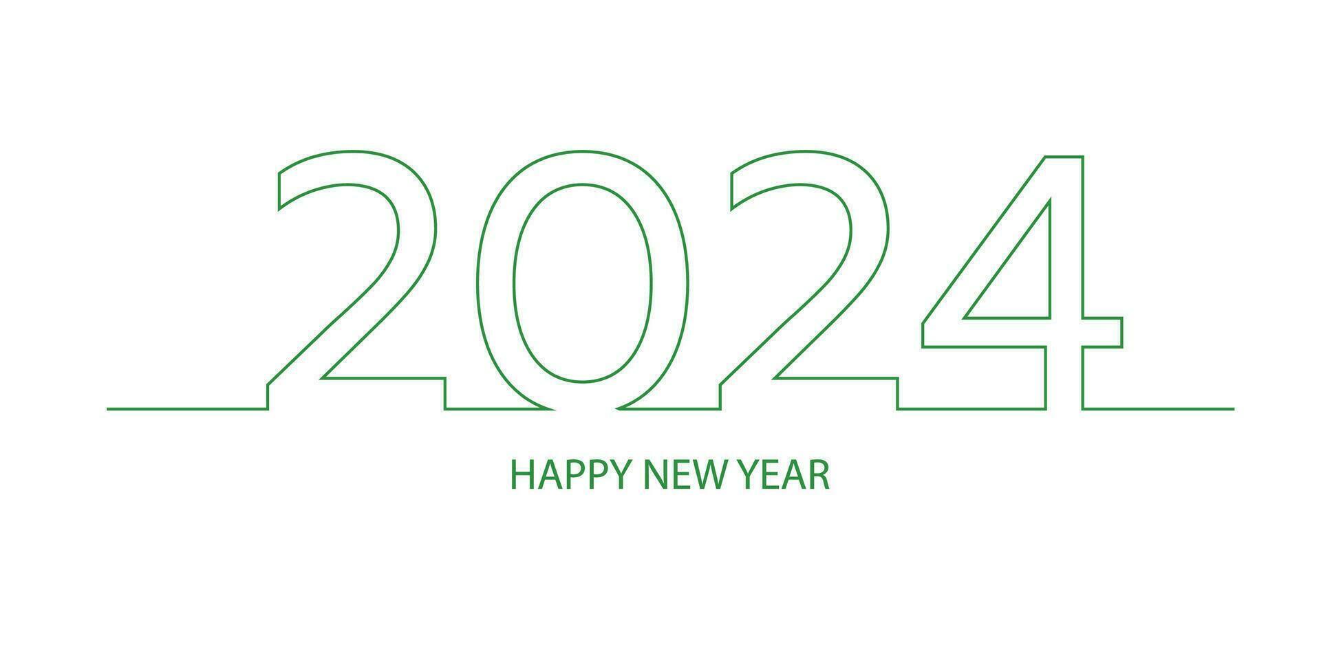 Happy new year 2024 with flat line design vector