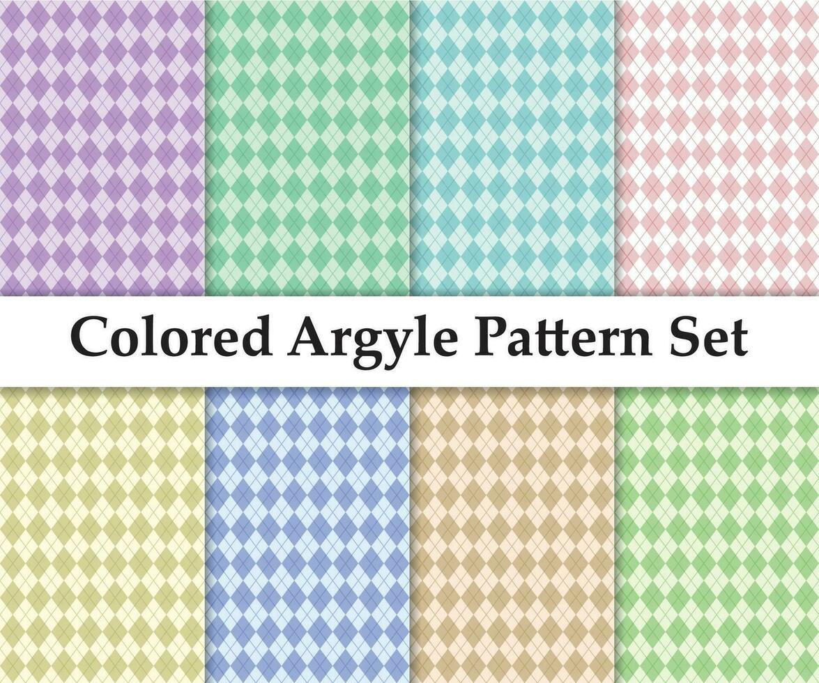 Colored Light Argyle Seamless Pattern Set vector