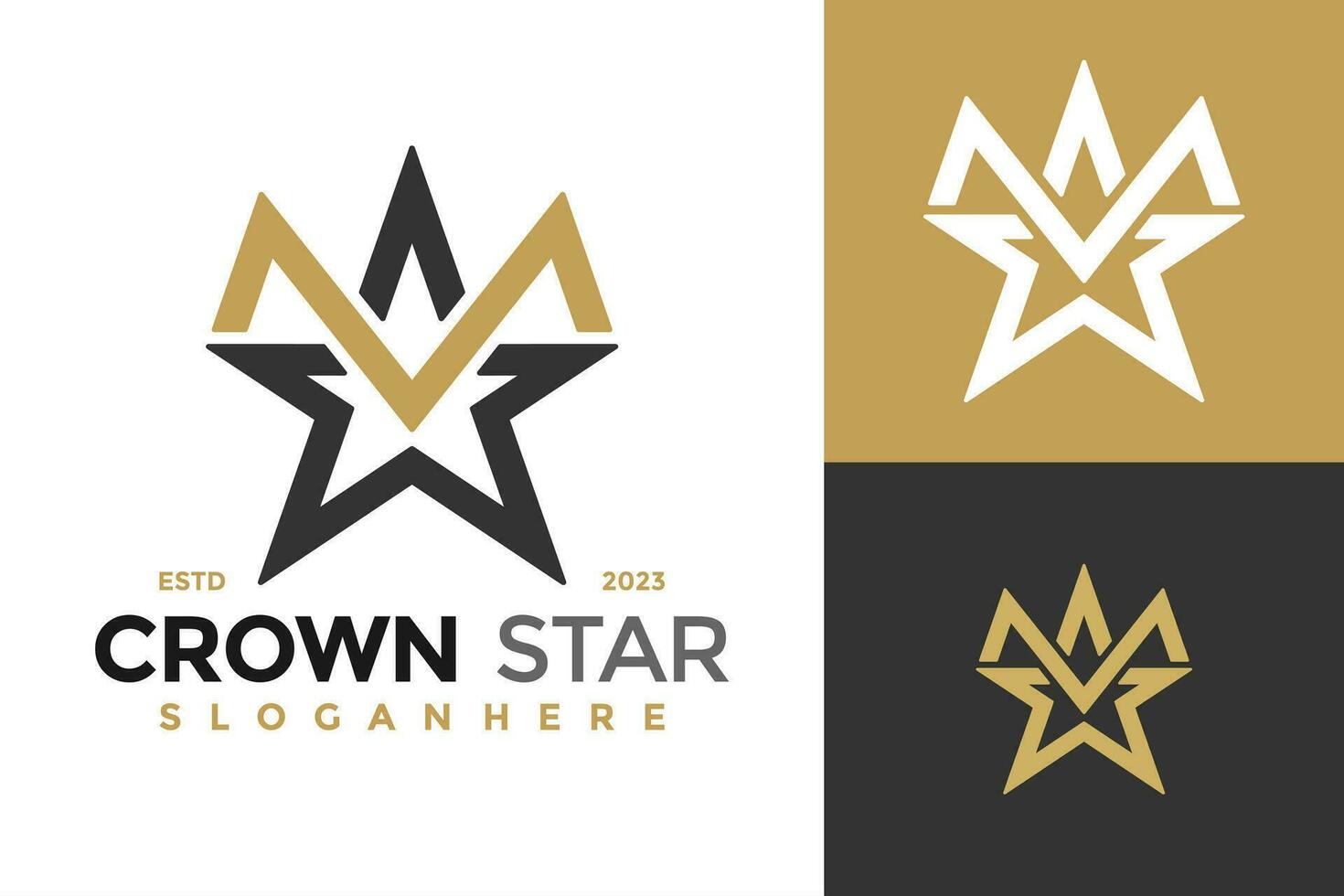 Letter M Crown Star Logo design vector symbol icon illustration