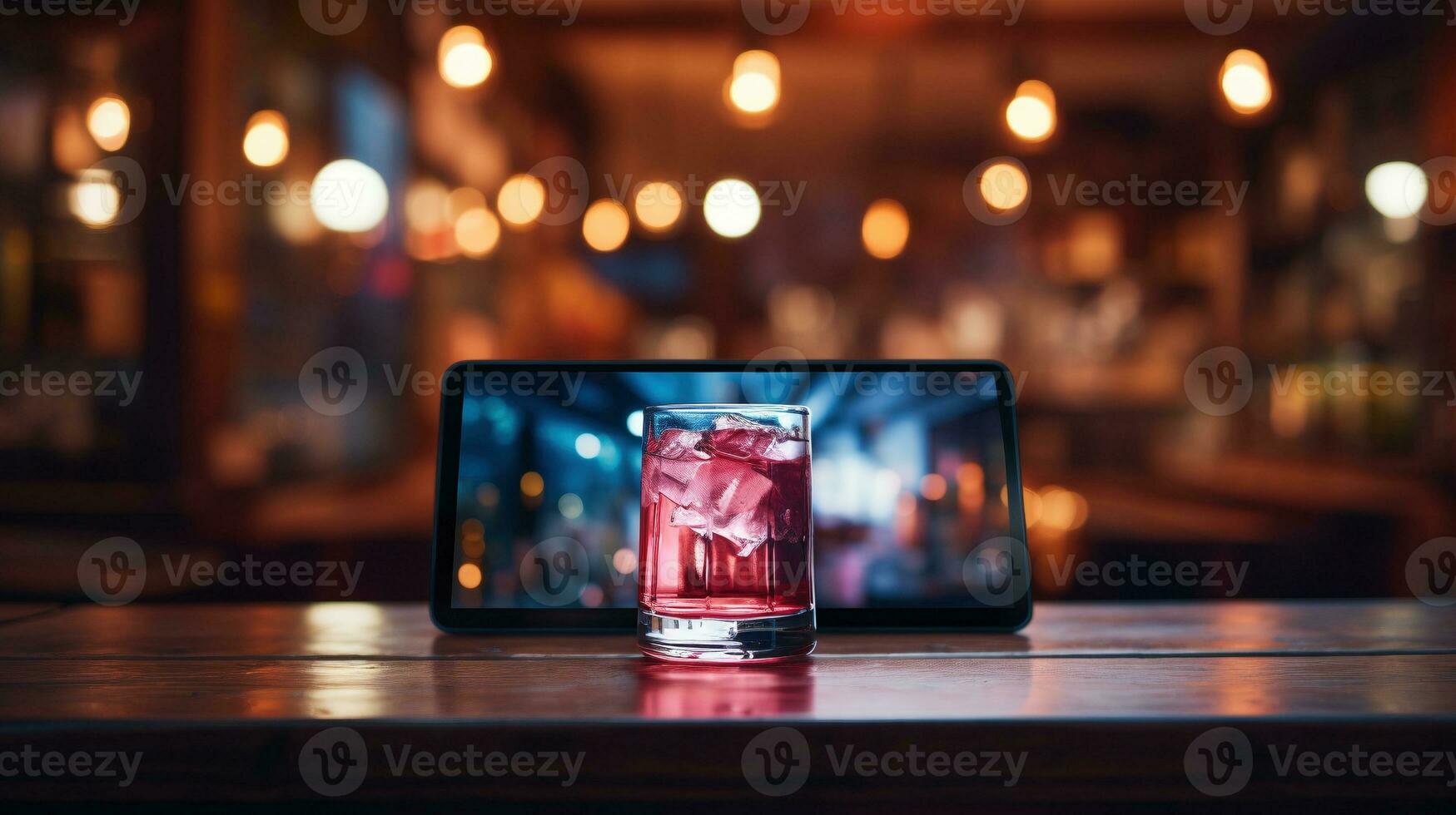 AI generated Alcohol shot bar bokeh lights ai generated smartphone template photo