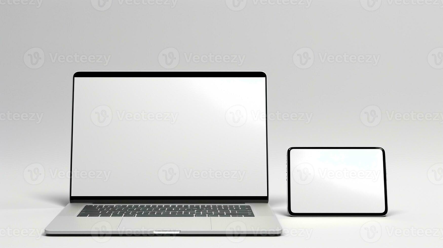 AI generated Empty laptop tablet ai generated devices mockup photo