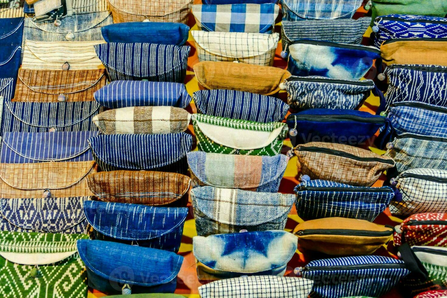 colorful fabric at a market stall photo