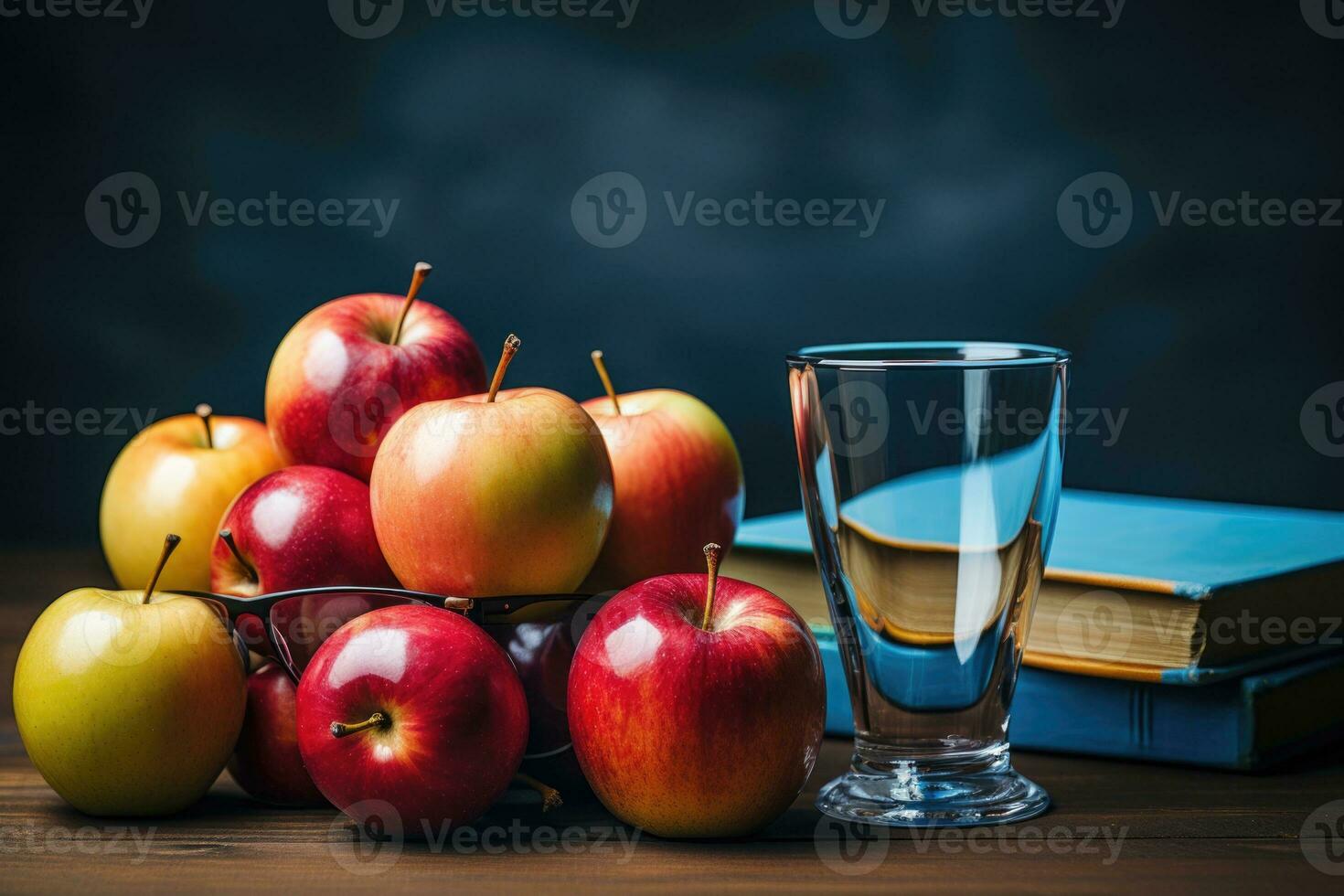 AI generated Happy Teacher Day Photo Realistic Collage Classroom with Books Pencils Apples Generative AI