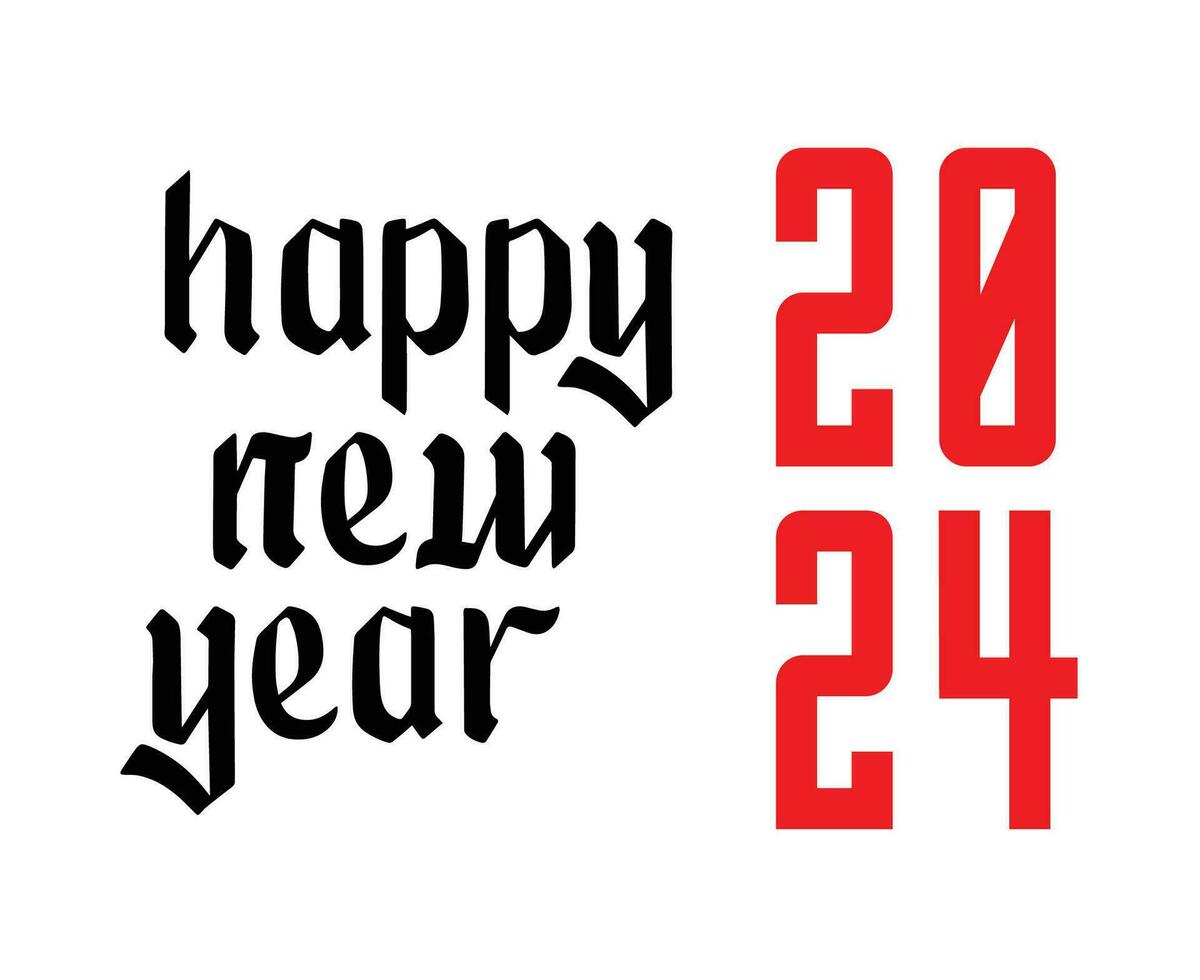 Happy New Year 2024 Abstract Black And Red Graphic Design Vector Logo Symbol Illustration