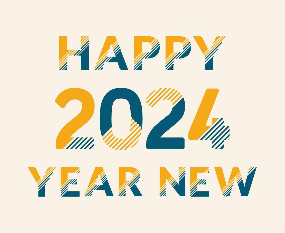 Happy New Year 2024 Abstract Yellow And Green Graphic Design Vector Logo Symbol Illustration