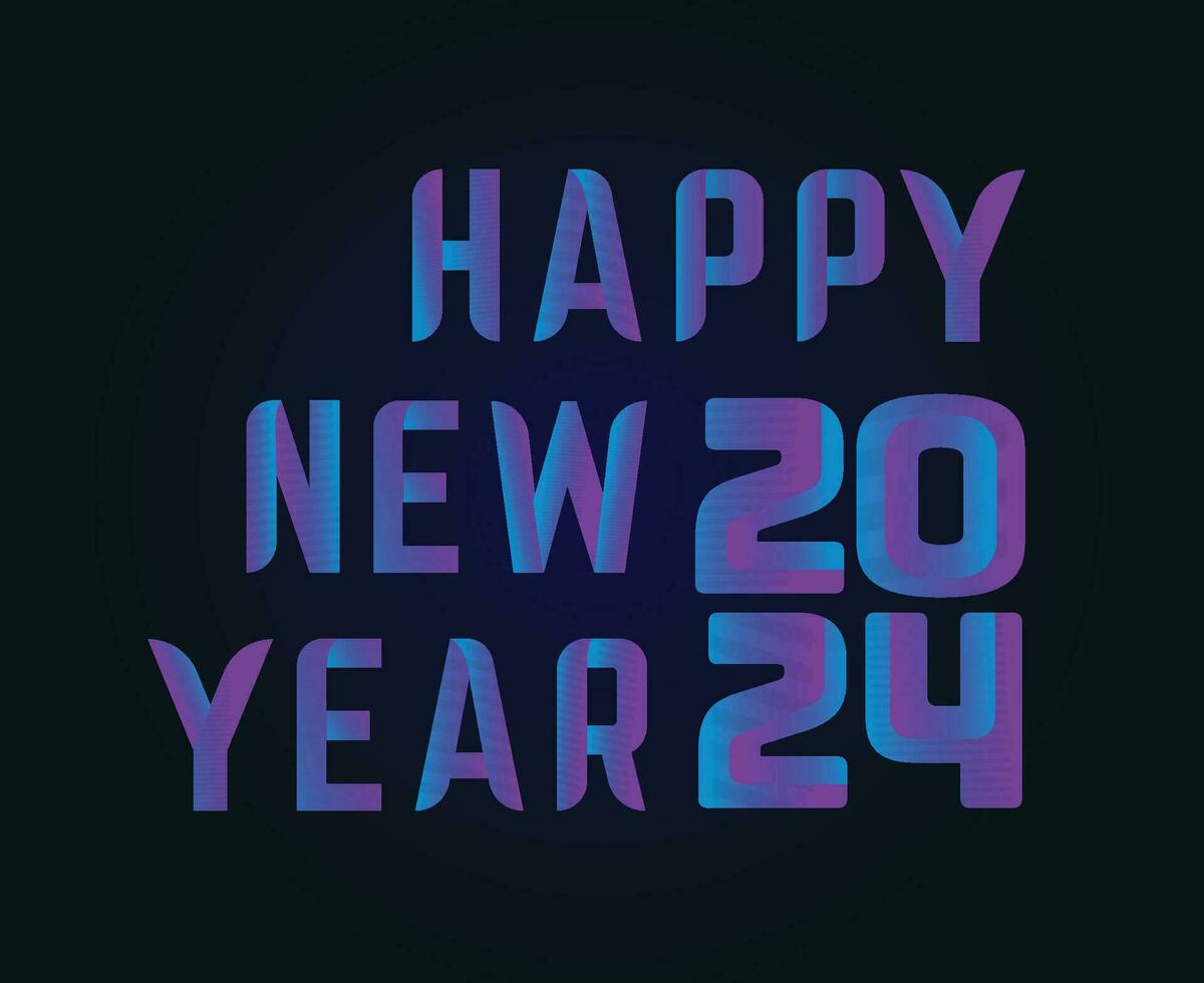 Happy New Year 2024 Abstract Purple Graphic Design Vector Logo Symbol Illustration With Black Background