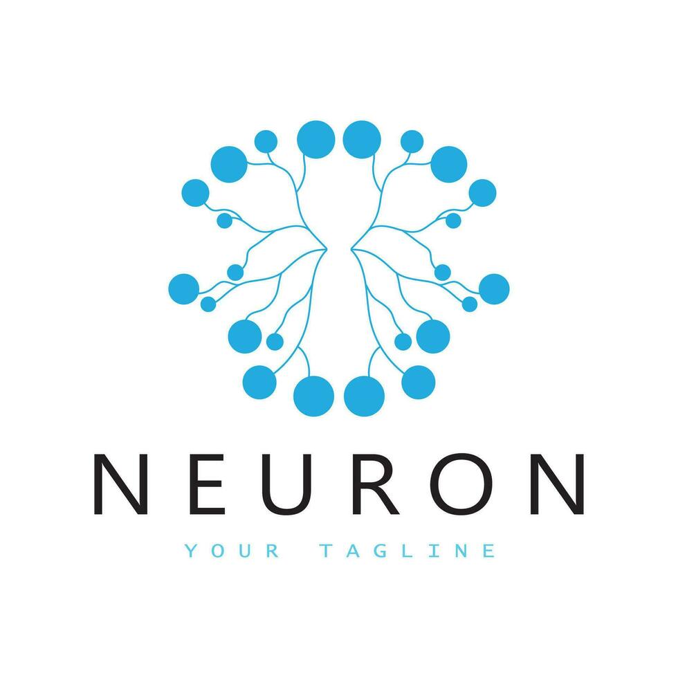 Neuron logo or nerve cell logo design,molecule logo illustration template icon with vector concept