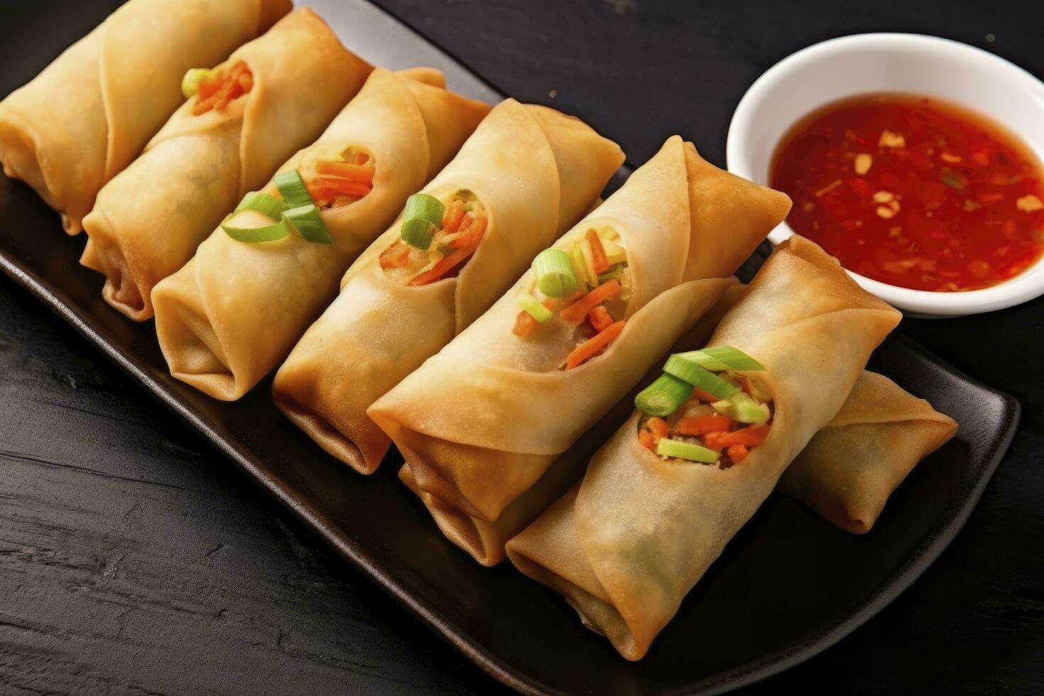 AI generated Egg rolls or spring rolls fried. AI Generated photo