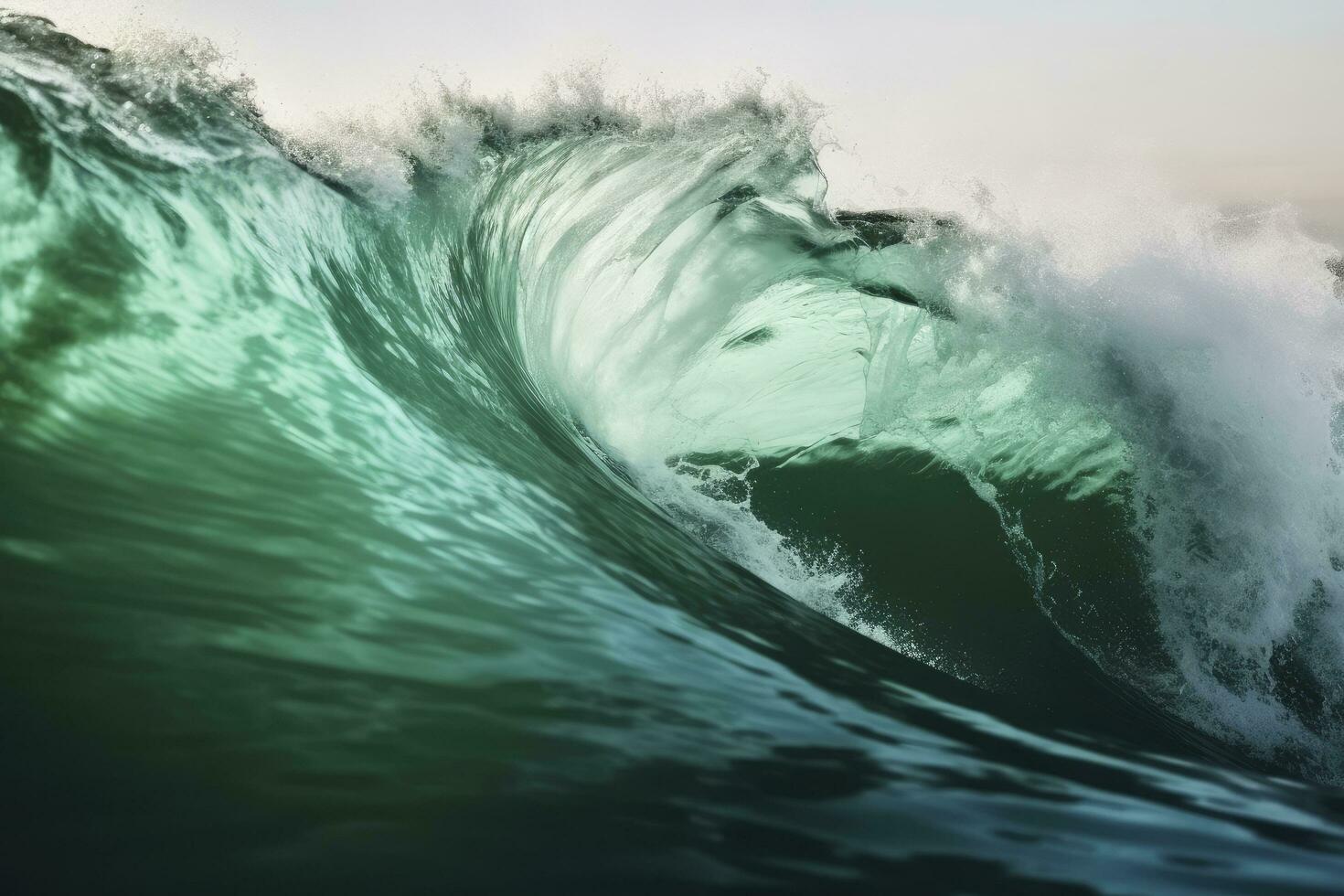 AI generated Extreme close up of thrashing emerald ocean waves. AI Generated photo