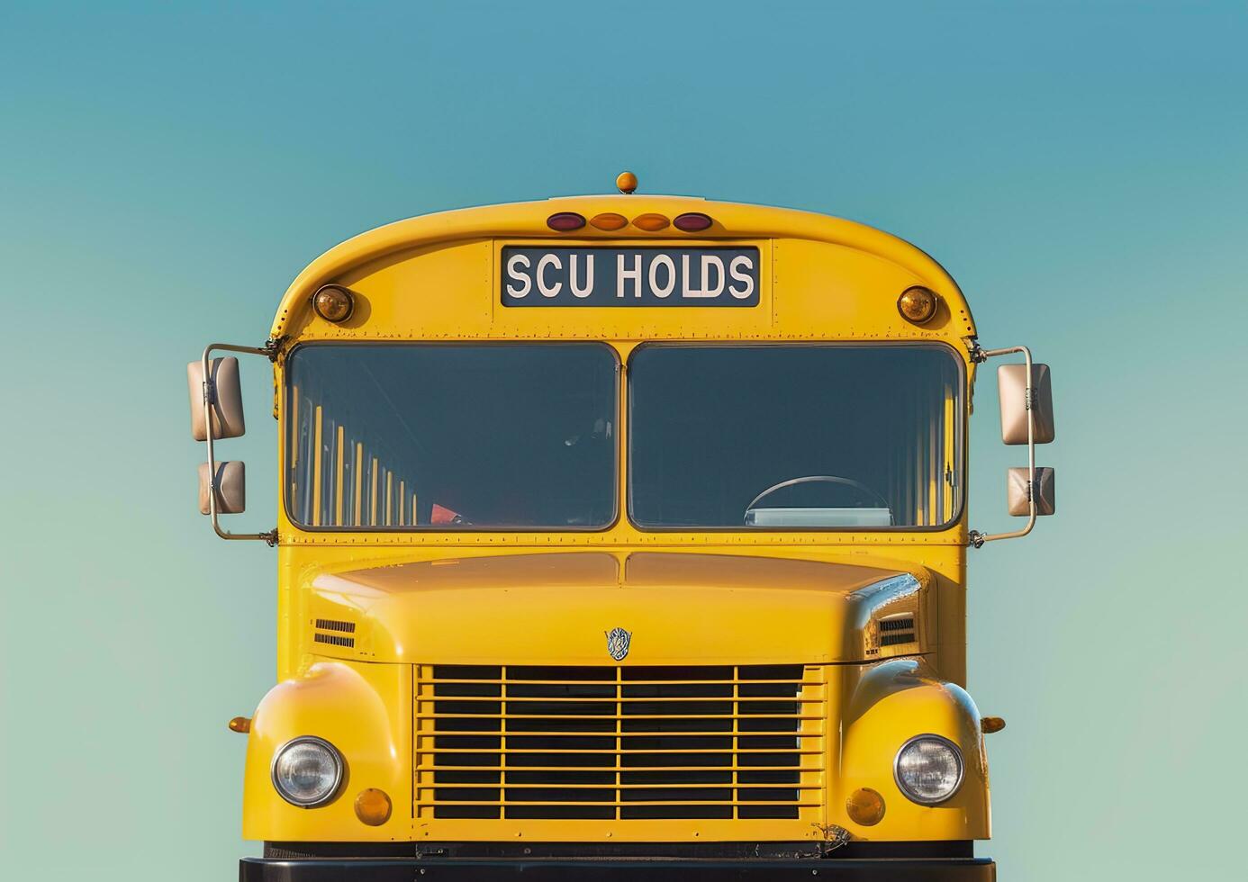 AI generated Front view of a yellow school bus. AI Generated photo