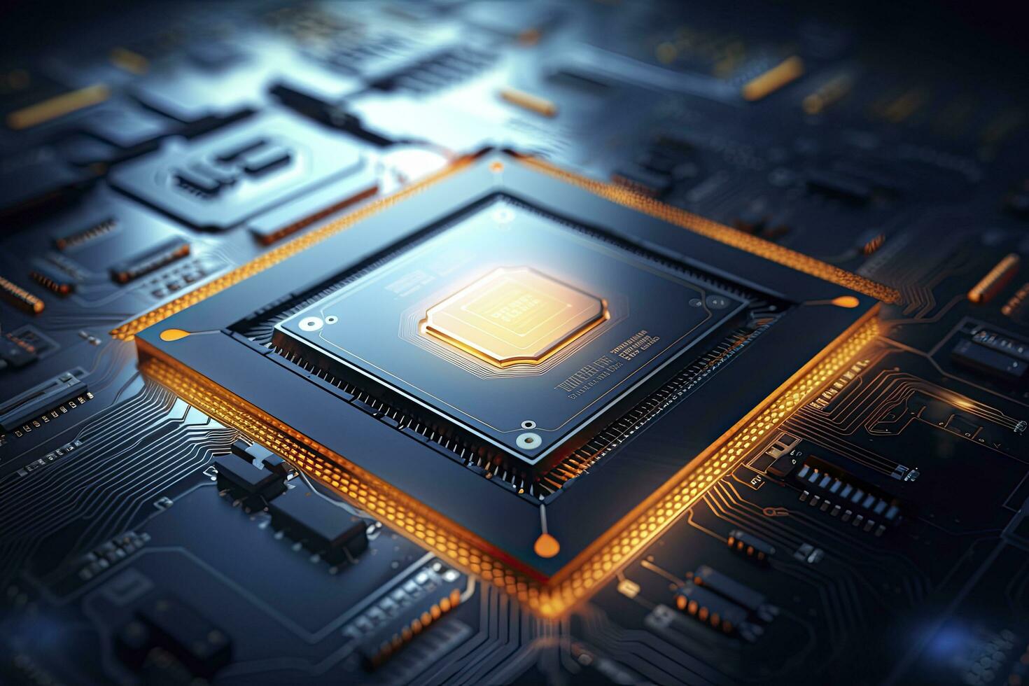 AI generated Futuristic central processor unit. Powerful Quantum CPU motherboard. AI Generated photo