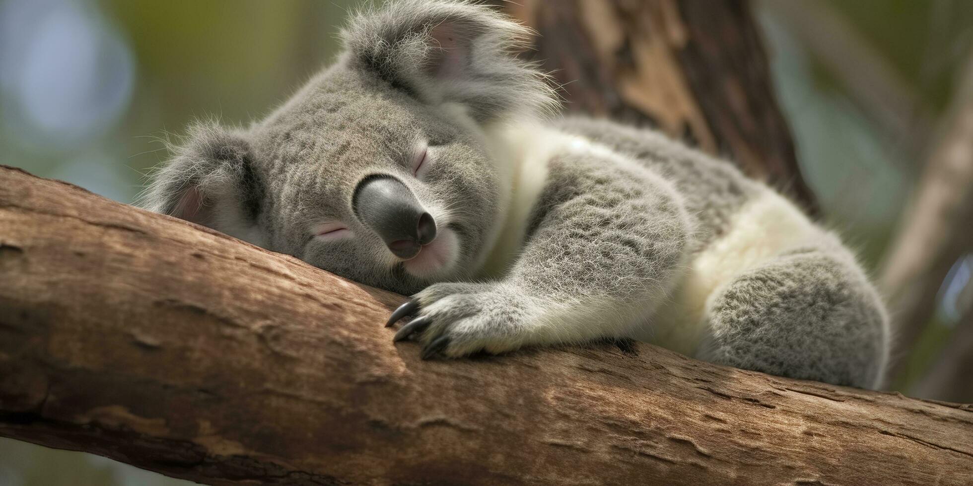 ai generado coala dormido en árbol. ai generado foto