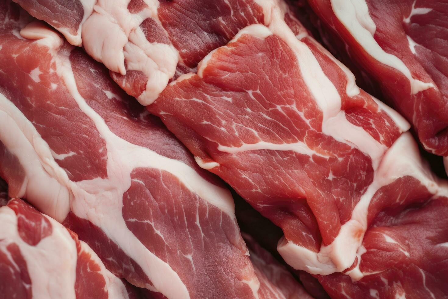 AI generated Macro shot of pork meat. Meat textured background. Beef steak is raw and juicy. AI Generated photo