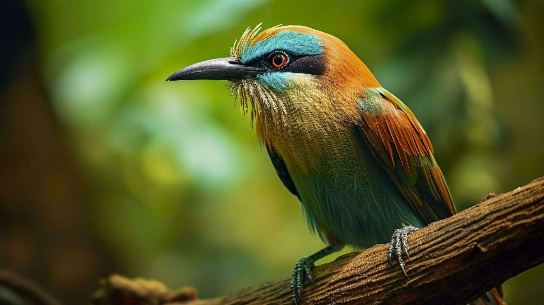 AI generated Turquoise Browed Motmot in vibrant colors. Generative AI photo