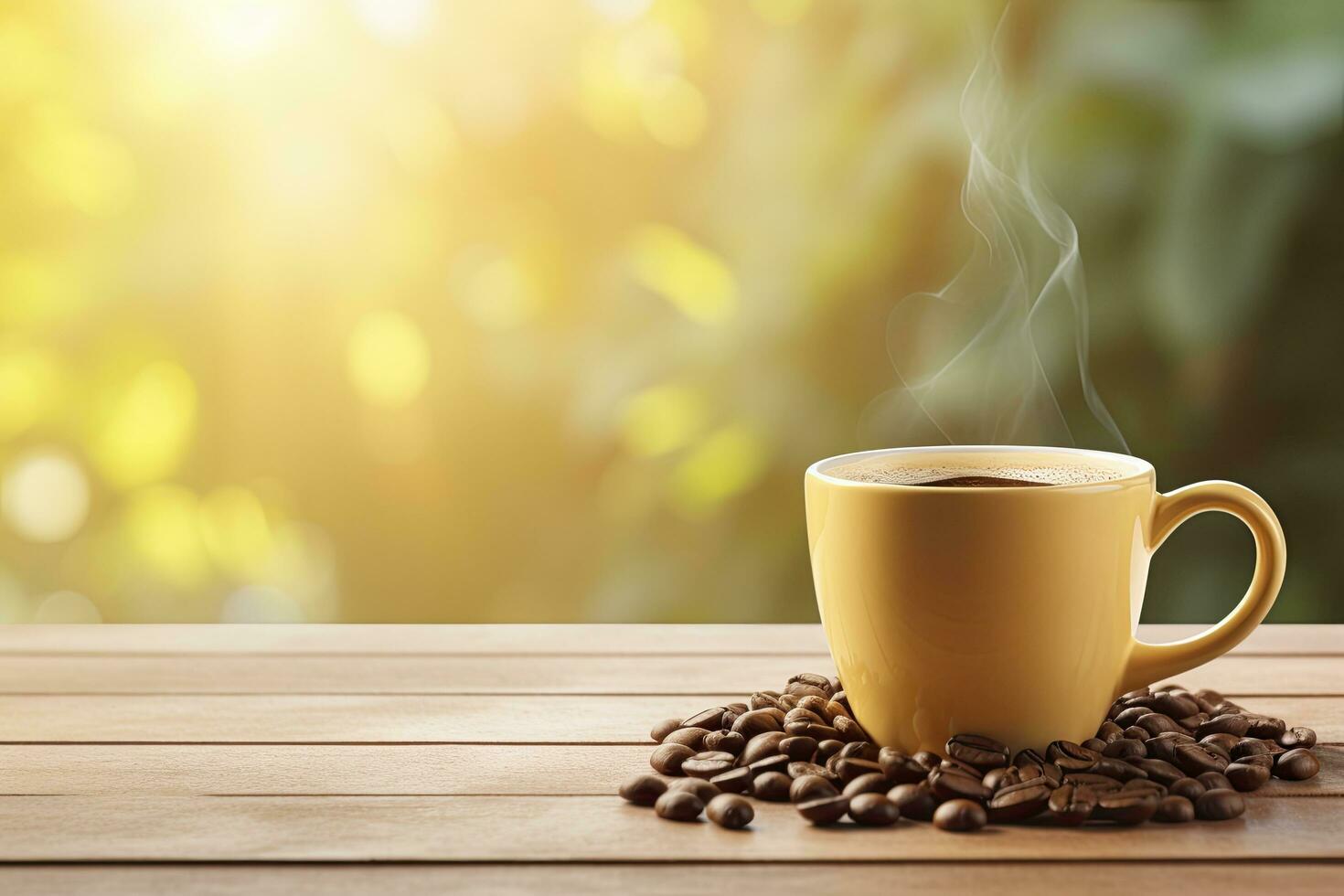 AI generated Good morning hot coffee. AI Generated photo