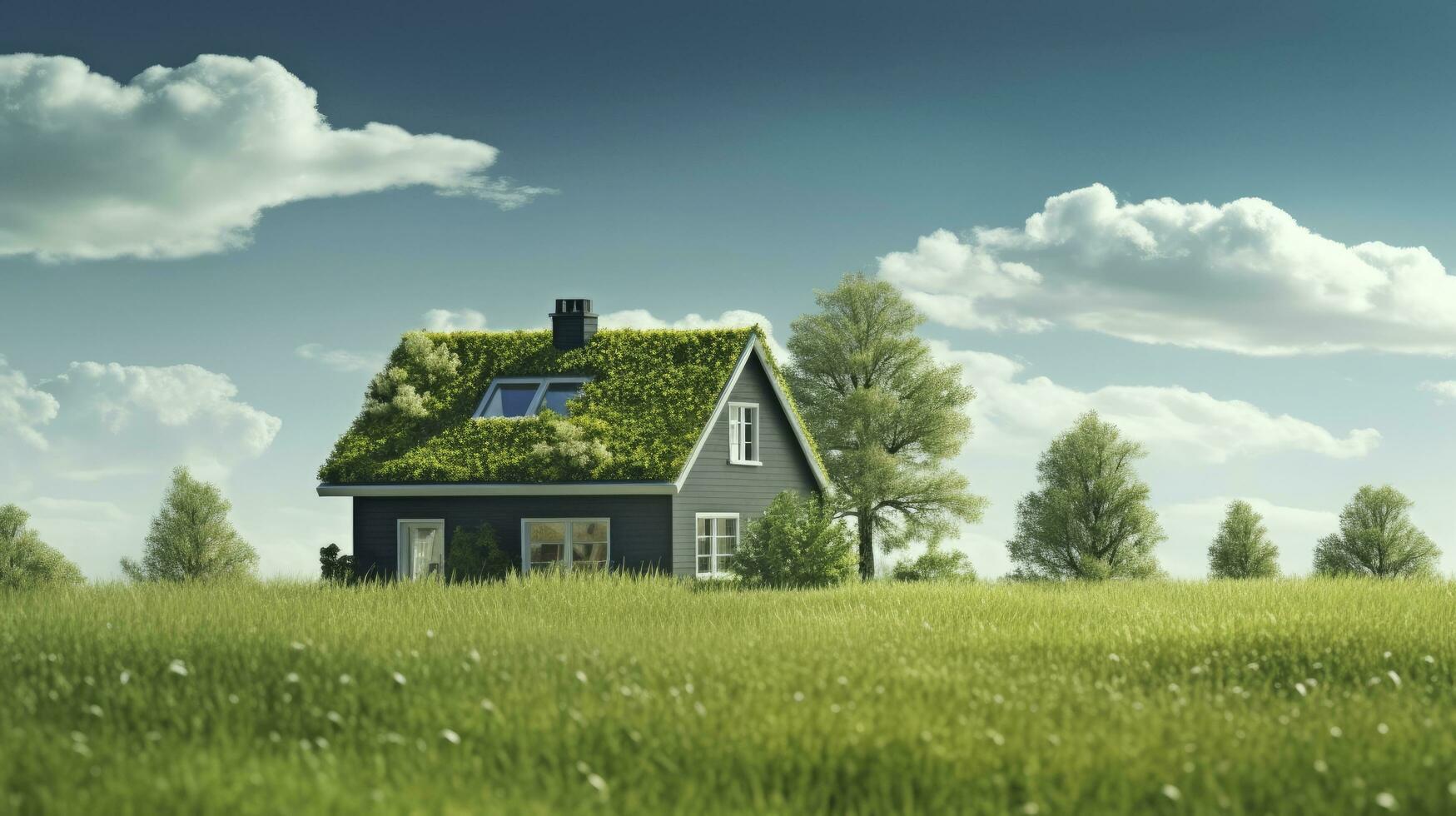 AI generated Green and environmentally friendly housing concept. AI Generated photo