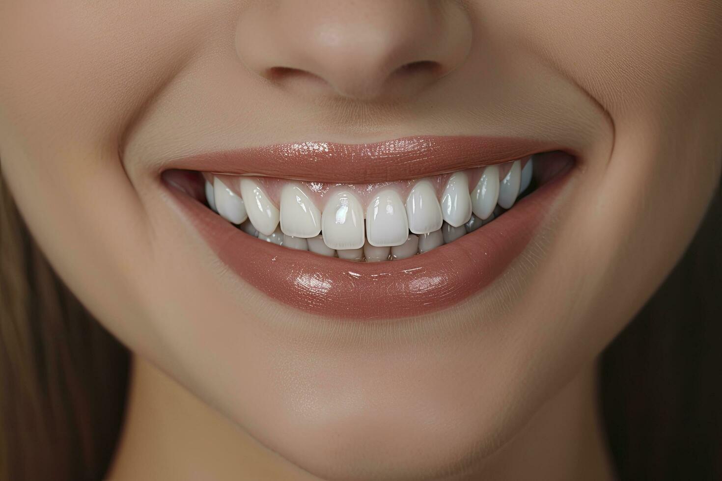 AI generated Close up of a smile with nice white teeth. AI Generated photo