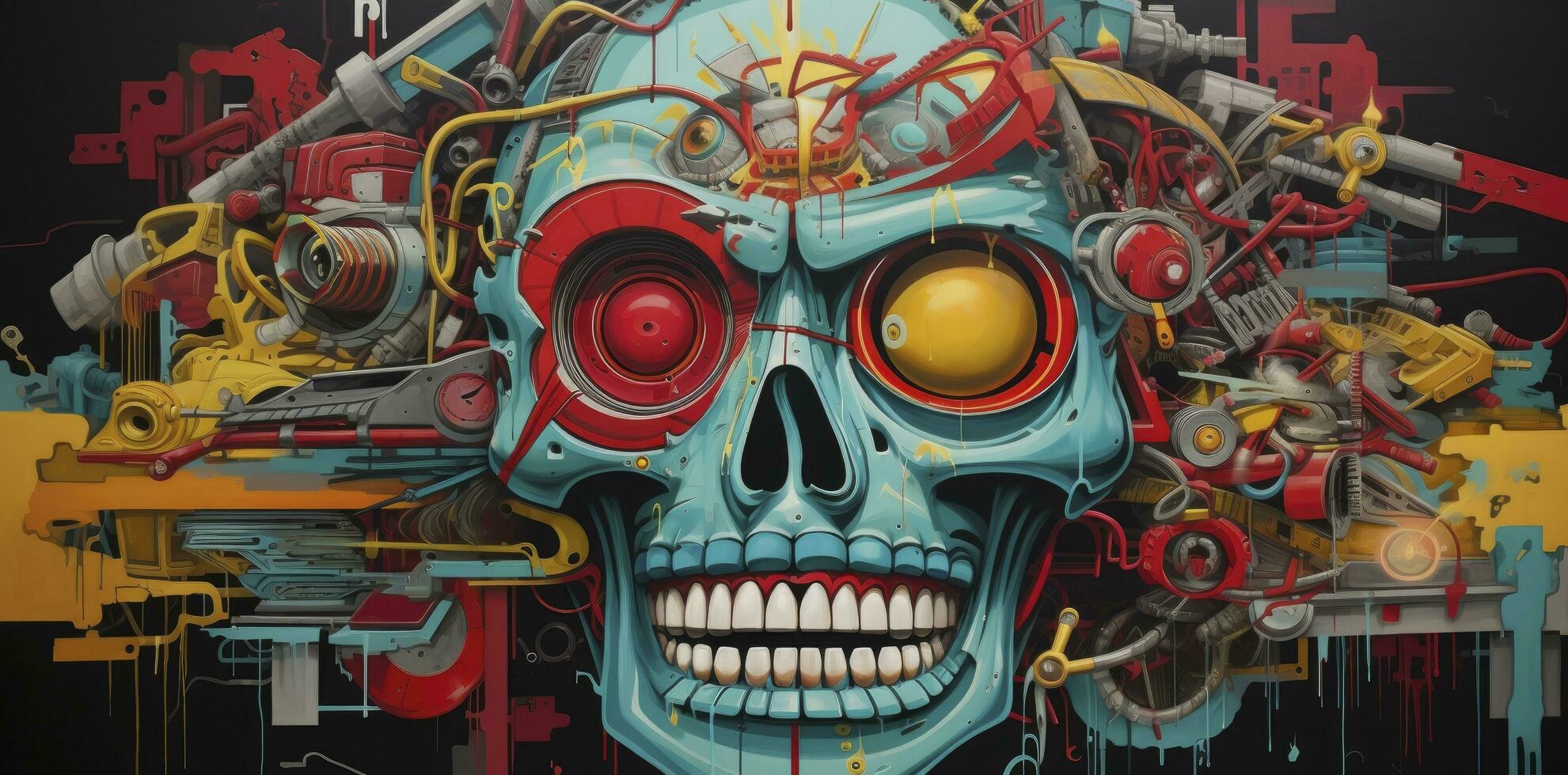 AI generated Punk Zombie Wall Art Painting photo