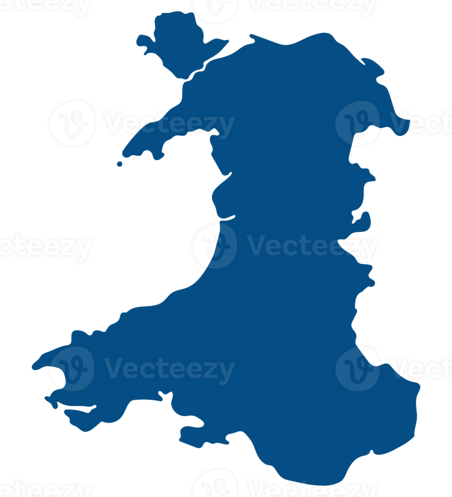 Wales map. Map of Wales in blue color png